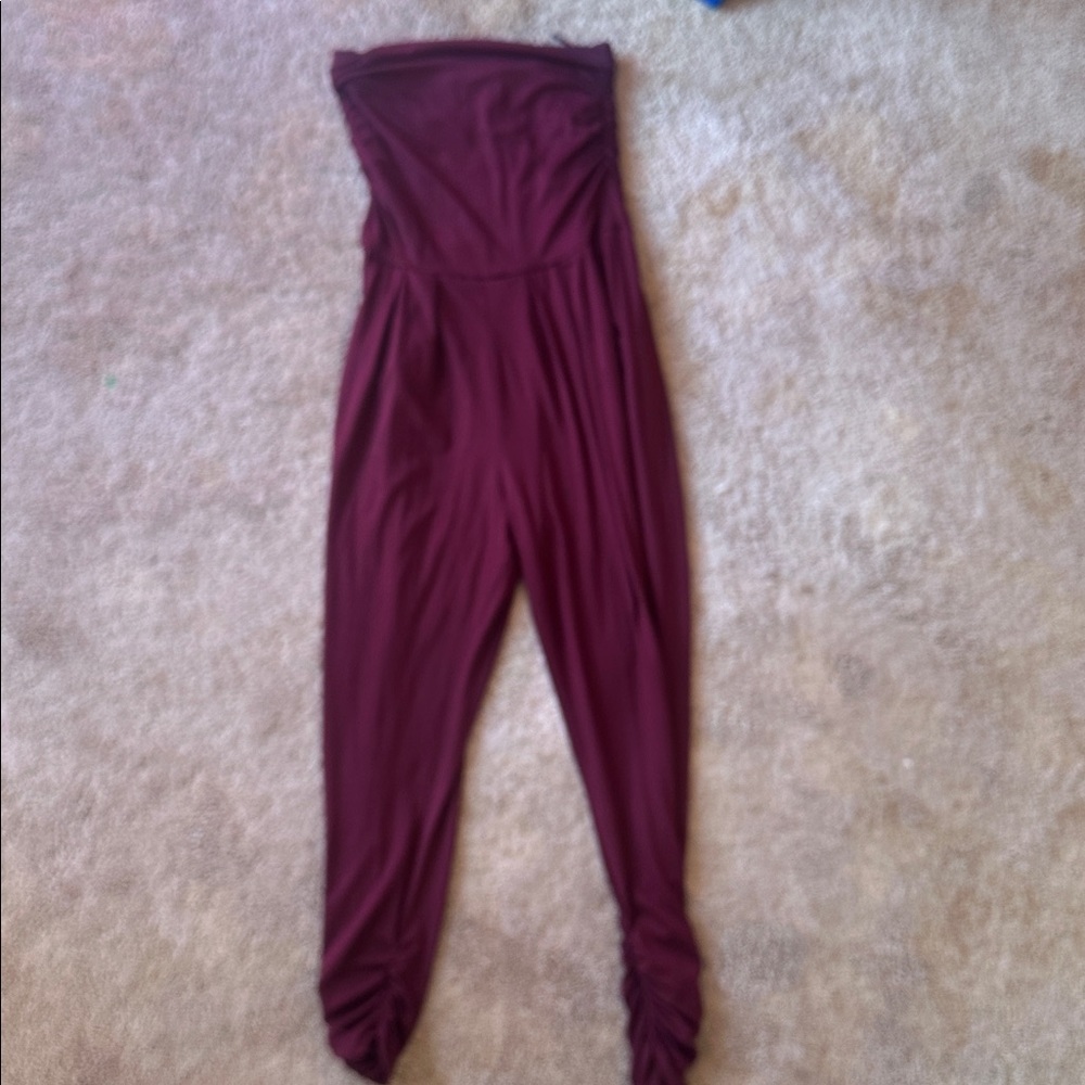 Elegant Burgundy Strapless Jumpsuit